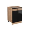 Küchenunterschrank "Fame-Line" Schwarz-Eiche Hochglanz/Goldkraft Eiche 60 Cm Ohne Arbeitsplatte Vicco -Vicco mf306 dr gk s eiche 01 ol