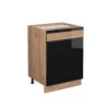 Küchenunterschrank "Fame-Line" Schwarz-Eiche Hochglanz/Goldkraft Eiche 60 Cm Mit Schublade, Ohne Arbeitsplatte Vicco -Vicco mf308 dr gk s eiche 01 ol