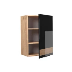 Hängeschrank "Fame-Line" Schwarz-Eiche Hochglanz/Goldkraft Eiche 50 Cm Vicco -Vicco mf317 dr gk s eiche 07 ol