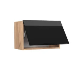 Hängeschrank "Fame-Line" Schwarz-Eiche Hochglanz/Goldkraft Eiche 60 Cm Flach Vicco -Vicco mf319 dr gk s eiche 07 ol