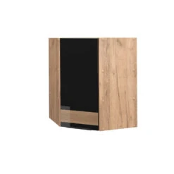 Eckhängeschrank "Fame-Line" Schwarz-Eiche Hochglanz/Goldkraft Eiche 57 Cm Vicco