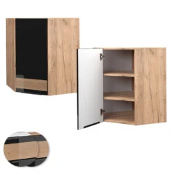 Eckhängeschrank "Fame-Line" Schwarz-Eiche Hochglanz/Goldkraft Eiche 57 Cm Vicco -Vicco mf321 dr gk s eiche 09 ol