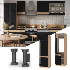 Kühlumbauschrank "Fame-Line" Schwarz-Eiche Hochglanz/Goldkraft Eiche 60 Cm Vicco 8 Kühlumbauschrank "Fame-Line" Schwarz-Eiche Hochglanz/Goldkraft Eiche 60 Cm Vicco -Vicco mf322 dr gk s eiche 02 ol