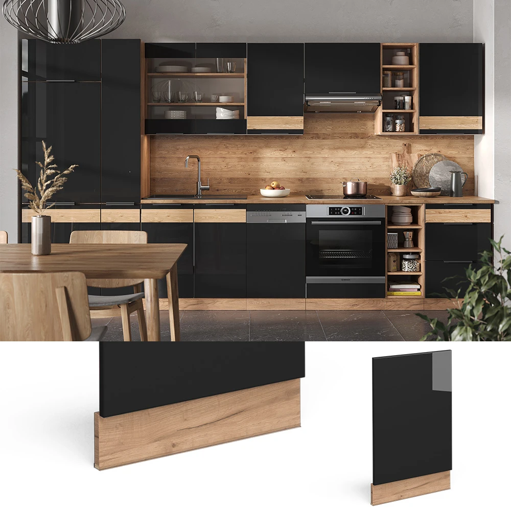 Frontblende "Fame-Line" Schwarz-Eiche Hochglanz/Goldkraft Eiche 45 Cm Ohne Arbeitsplatte Vicco 4 Frontblende "Fame-Line" Schwarz-Eiche Hochglanz/Goldkraft Eiche 45 Cm Ohne Arbeitsplatte Vicco – Bild 2