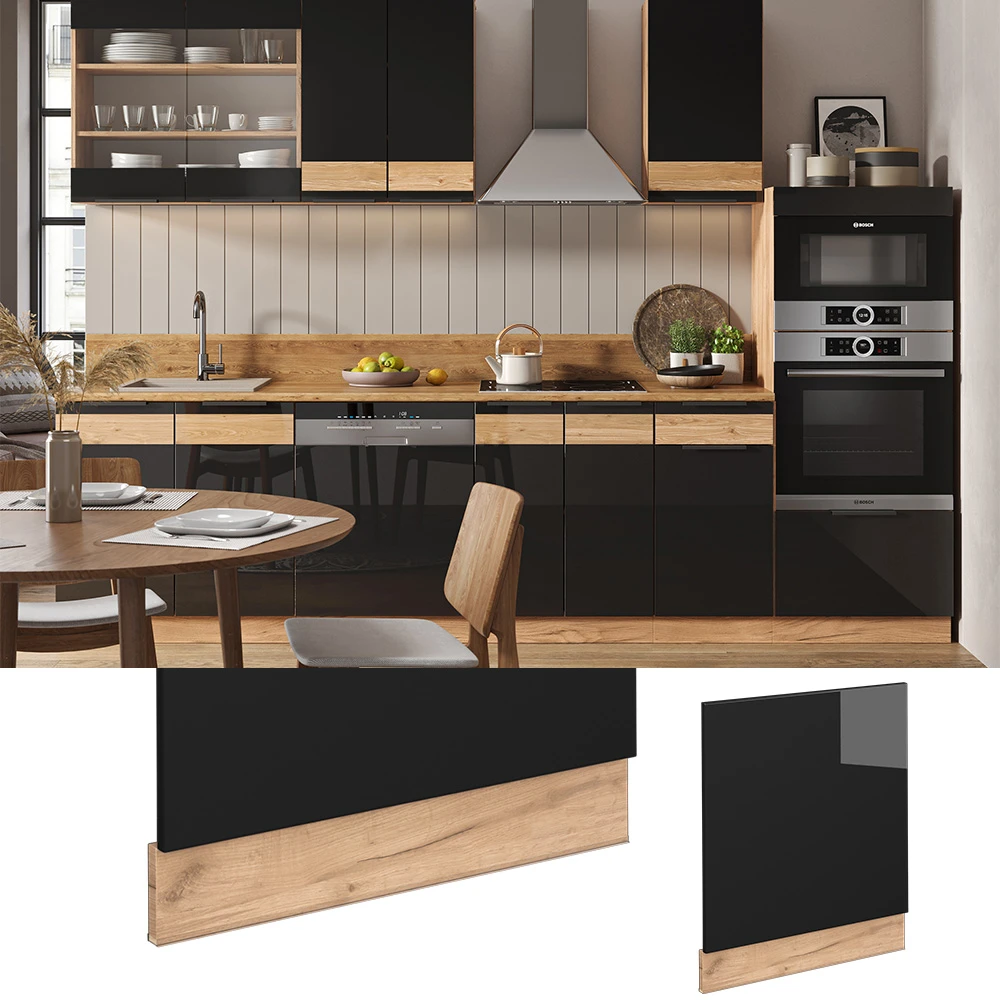 Frontblende "Fame-Line" Schwarz-Eiche Hochglanz/Goldkraft Eiche 60 Cm Ohne Arbeitsplatte Vicco 4 Frontblende "Fame-Line" Schwarz-Eiche Hochglanz/Goldkraft Eiche 60 Cm Ohne Arbeitsplatte Vicco – Bild 2