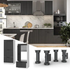 Mikrowellenschrank "Fame-Line" Anthrazit/Weiß 60 Cm Vicco -Vicco mf480 dgraulh 02 ol