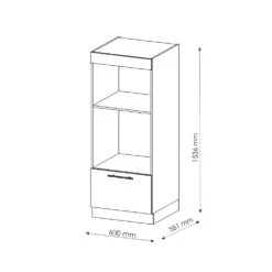 Mikrowellenschrank "Fame-Line" Weiß Hochglanz/Weiß 60 Cm Offen Vicco -Vicco mf480 whgl 03 ol