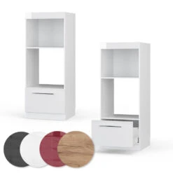 Mikrowellenschrank "Fame-Line" Weiß Hochglanz/Weiß 60 Cm Offen Vicco -Vicco mf480 whgl 09 ol