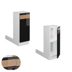 Kücheninsel "Fame-Line" Schwarz Eiche Hochglanz/Weiß 30 Cm Ohne Arbeitsplatte Vicco -Vicco mf481 dr w s eiche 09 ol