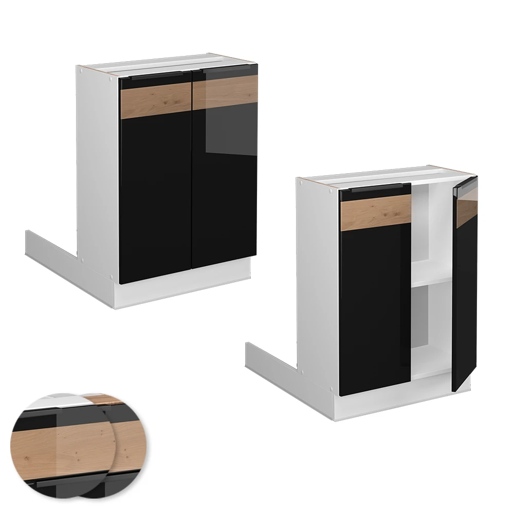 Kücheninsel "Fame-Line" Schwarz Eiche Hochglanz/Weiß 60 Cm Ohne Arbeitsplatte Vicco 7 Kücheninsel "Fame-Line" Schwarz Eiche Hochglanz/Weiß 60 Cm Ohne Arbeitsplatte Vicco – Bild 5