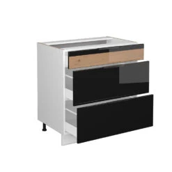 Küchenunterschrank "Fame-Line" Schwarz-Eiche Hochglanz/Weiß 80 Cm Mit 3 Schubladen, Ohne Arbeitsplatte Vicco -Vicco mf483 dr w s eiche 07 ol
