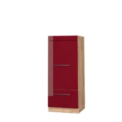 Mikrowellenschrank "Fame-Line" Bordeaux Hochglanz/Goldkraft Eiche 60 Cm Vicco