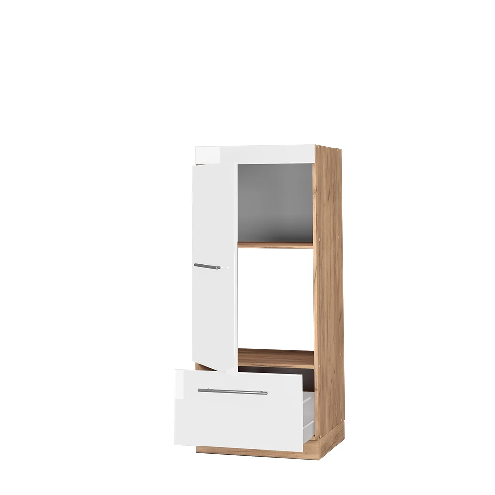 Mikrowellenschrank "Fame-Line" Weiß Hochglanz/Goldkraft Eiche 60 Cm Vicco 6 Mikrowellenschrank "Fame-Line" Weiß Hochglanz/Goldkraft Eiche 60 Cm Vicco – Bild 4