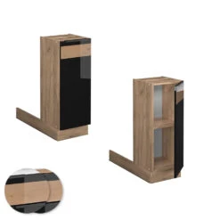 Kücheninsel "Fame-Line" Schwarz-Eiche Hochglanz/Goldkraft Eiche 30 Cm Ohne Arbeitsplatte Vicco -Vicco mf495 dr gk s eiche 09 ol