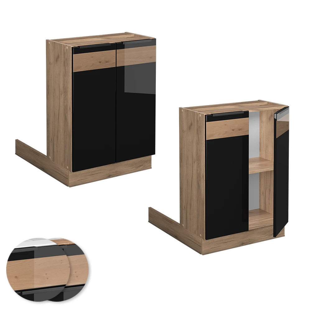 Kücheninsel "Fame-Line" Schwarz-Eiche Hochglanz/Goldkraft Eiche 60 X 81.6 Cm Ohne Arbeitsplatte Vicco 7 Kücheninsel "Fame-Line" Schwarz-Eiche Hochglanz/Goldkraft Eiche 60 X 81.6 Cm Ohne Arbeitsplatte Vicco – Bild 5