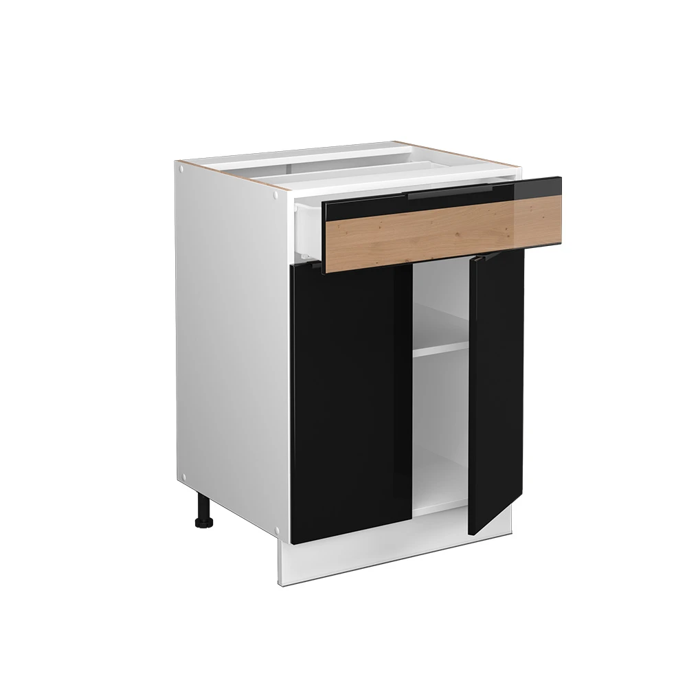 Küchenunterschrank "Fame-Line" Schwarz-Eiche Hochglanz/Weiß 60 Cm Mit Schublade, Ohne Arbeitsplatte Vicco 6 Küchenunterschrank "Fame-Line" Schwarz-Eiche Hochglanz/Weiß 60 Cm Mit Schublade, Ohne Arbeitsplatte Vicco – Bild 4