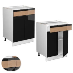 Küchenunterschrank "Fame-Line" Schwarz-Eiche Hochglanz/Weiß 60 Cm Mit Schublade, Ohne Arbeitsplatte Vicco 11 Küchenunterschrank "Fame-Line" Schwarz-Eiche Hochglanz/Weiß 60 Cm Mit Schublade, Ohne Arbeitsplatte Vicco -Vicco mf4 druck w s eiche 09 ol