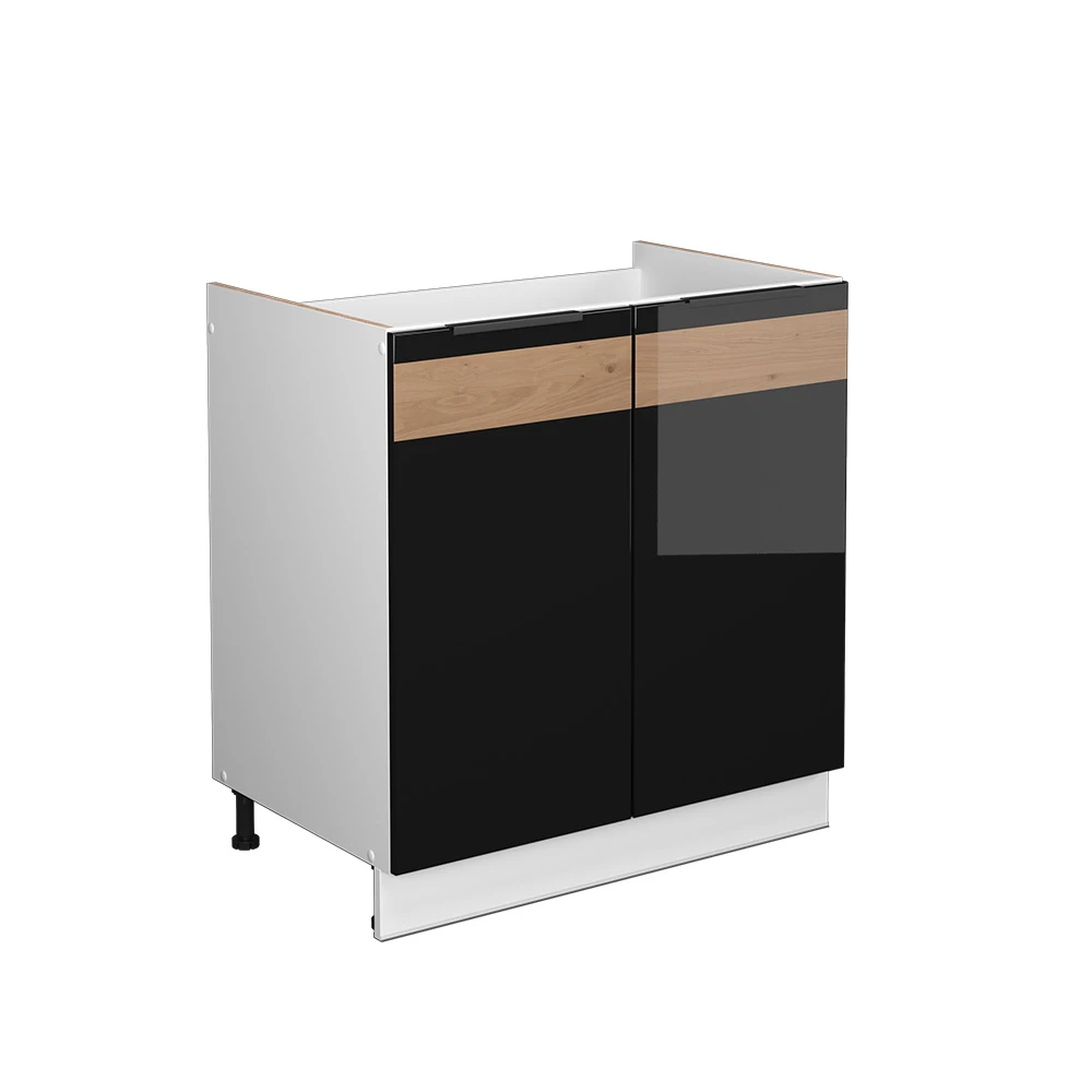 Spülenunterschrank "Fame-Line" Schwarz-Eiche Hochglanz/Weiß 80 Cm Ohne Arbeitsplatte Vicco 3 Spülenunterschrank "Fame-Line" Schwarz-Eiche Hochglanz/Weiß 80 Cm Ohne Arbeitsplatte Vicco