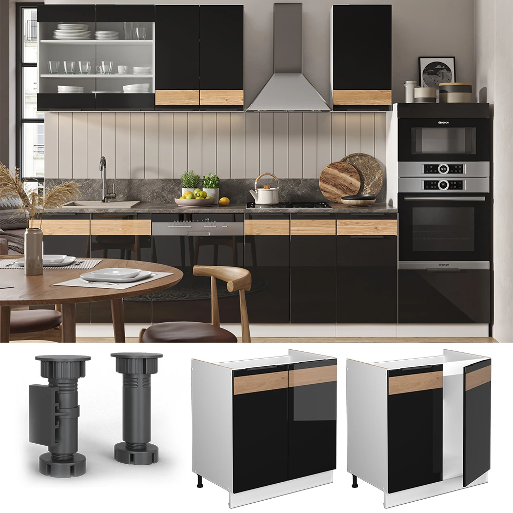 Spülenunterschrank "Fame-Line" Schwarz-Eiche Hochglanz/Weiß 80 Cm Ohne Arbeitsplatte Vicco 4 Spülenunterschrank "Fame-Line" Schwarz-Eiche Hochglanz/Weiß 80 Cm Ohne Arbeitsplatte Vicco – Bild 2