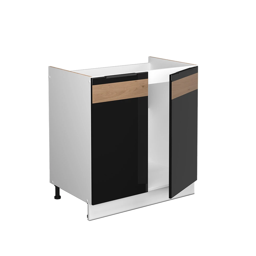 Spülenunterschrank "Fame-Line" Schwarz-Eiche Hochglanz/Weiß 80 Cm Ohne Arbeitsplatte Vicco 6 Spülenunterschrank "Fame-Line" Schwarz-Eiche Hochglanz/Weiß 80 Cm Ohne Arbeitsplatte Vicco – Bild 4