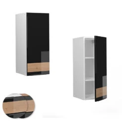 Hängeschrank "Fame-Line" Schwarz-Eiche Hochglanz/Weiß 30 Cm Vicco -Vicco mf62 dr w s eiche 09 ol