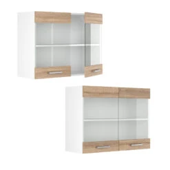 Küchenschrank Glas "R-Line" Sonoma/Weiß 80 Cm Vicco -Vicco mm12 son 08 ol