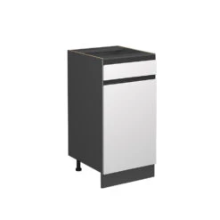 Küchenunterschrank "R-Line" Weiß/Anthrazit 40 Cm J-Shape, Ohne Arbeitsplatte Vicco