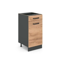 Küchenunterschrank "R-Line" Goldkraft Eiche/Anthrazit 40 Cm Ohne Arbeitsplatte Vicco