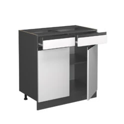 Küchenunterschrank "R-Line" Weiß/Anthrazit 80 Cm J-Shape, Ohne Arbeitsplatte Vicco -Vicco mm173 ant wjs 07 ol