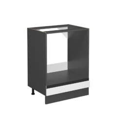 Herdumbauschrank "R-Line" Weiß/Anthrazit 60 Cm J-Shape, Ohne Arbeitsplatte Vicco