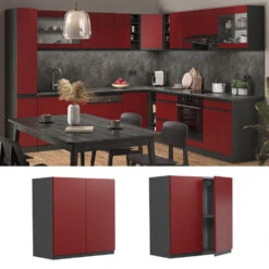 Hängeschrank "R-Line" Rot/Anthrazit 60 Cm J-Shape Vicco -Vicco mm178 ant rjs 02 ol