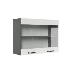 Küchenschrank Glas "R-Line" Weiß Landhaus/Anthrazit 80 Cm Vicco