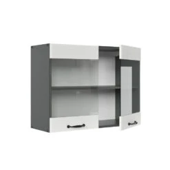 Küchenschrank Glas "R-Line" Weiß Landhaus/Anthrazit 80 Cm Vicco -Vicco mm180 wlh ant 07 ol