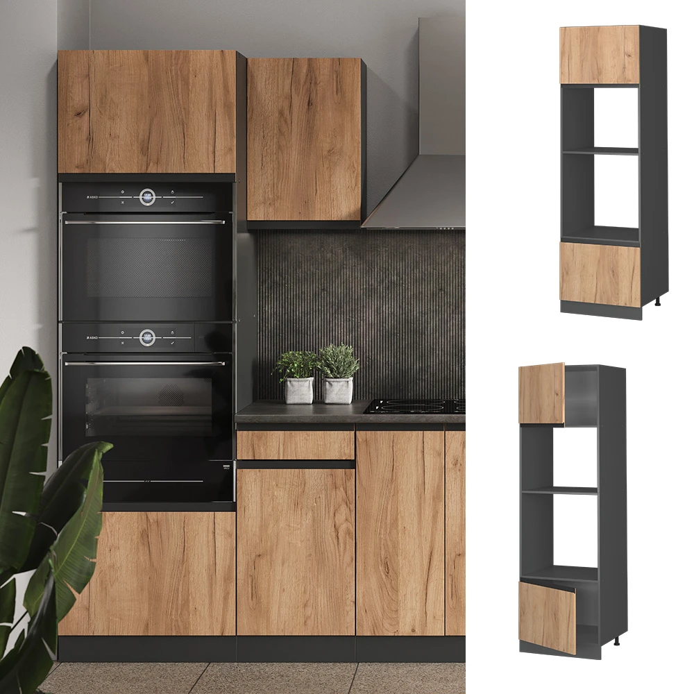 Mikrowellenschrank "R-Line" Goldkraft Eiche/Anthrazit 60 Cm J-Shape Vicco 4 Mikrowellenschrank "R-Line" Goldkraft Eiche/Anthrazit 60 Cm J-Shape Vicco – Bild 2