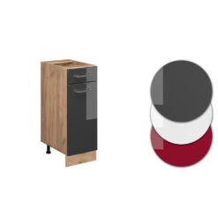 Küchenunterschrank "R-Line" Anthrazit Hochglanz/Goldkraft Eiche 30 Cm Ohne Arbeitsplatte Vicco -Vicco mm243 anthgl 09 ol