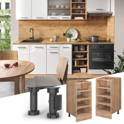 Küchenregal "R-Line" Goldkraft Eiche/Goldkraft Eiche 40 Cm Ohne Arbeitsplatte Vicco -Vicco mm247 gk 02 ol