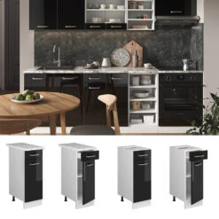 Schubladenunterschrank "R-Line Solid" 30 Cm Weiß/Schwarz Hochglanz Modern Mit Arbeitsplatte Vicco 8 Schubladenunterschrank "R-Line Solid" 30 Cm Weiß/Schwarz Hochglanz Modern Mit Arbeitsplatte Vicco -Vicco mm256 sol w shgl ap 02 ol