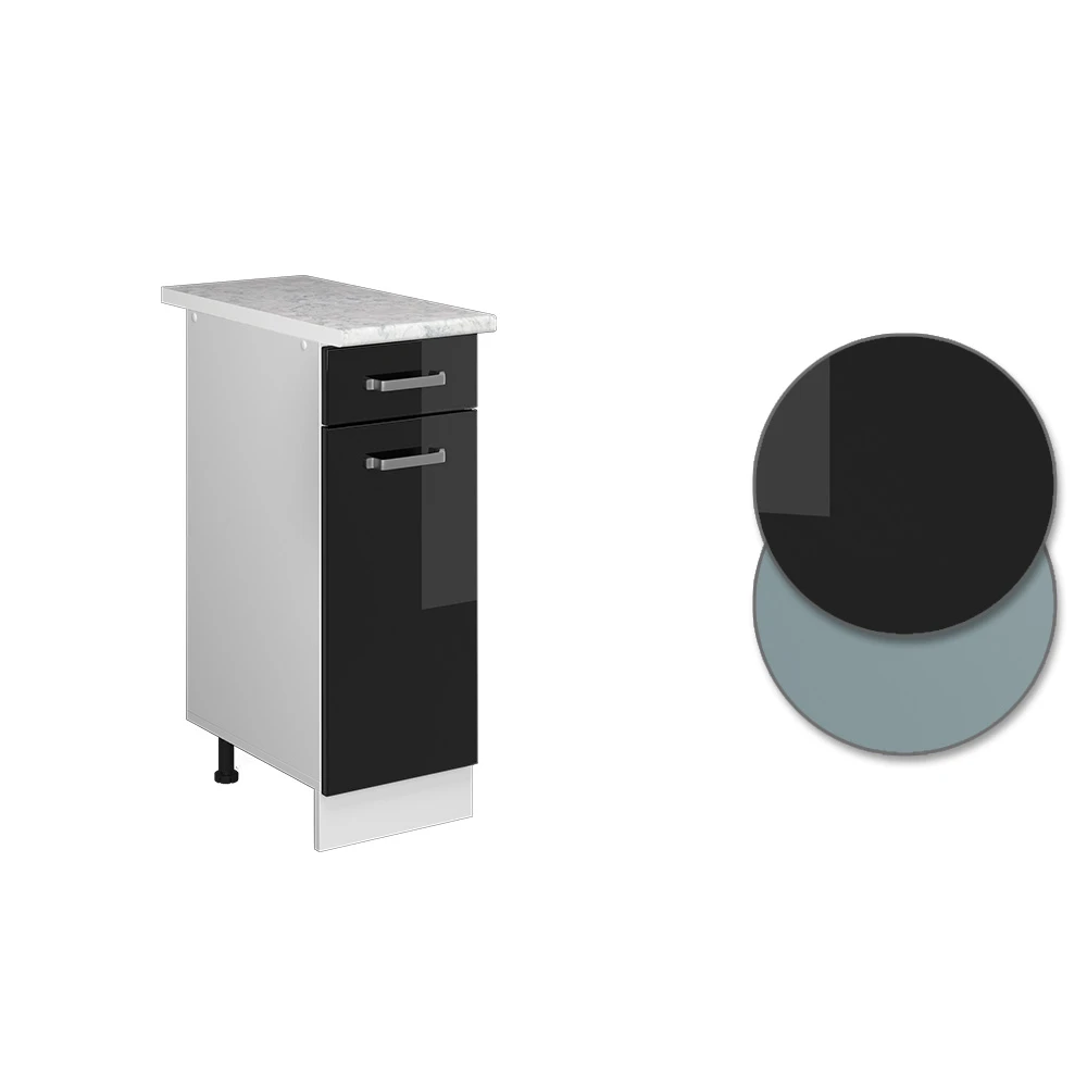 Schubladenunterschrank "R-Line Solid" 30 Cm Weiß/Schwarz Hochglanz Modern Mit Arbeitsplatte Vicco 7 Schubladenunterschrank "R-Line Solid" 30 Cm Weiß/Schwarz Hochglanz Modern Mit Arbeitsplatte Vicco – Bild 5