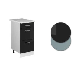 Schubladenunterschrank "R-Line Solid" 40 Cm Weiß/Schwarz Hochglanz Modern 3 Schubladen Mit Arbeitsplatte Vicco 11 Schubladenunterschrank "R-Line Solid" 40 Cm Weiß/Schwarz Hochglanz Modern 3 Schubladen Mit Arbeitsplatte Vicco -Vicco mm258 sol w shgl ap 09 ol