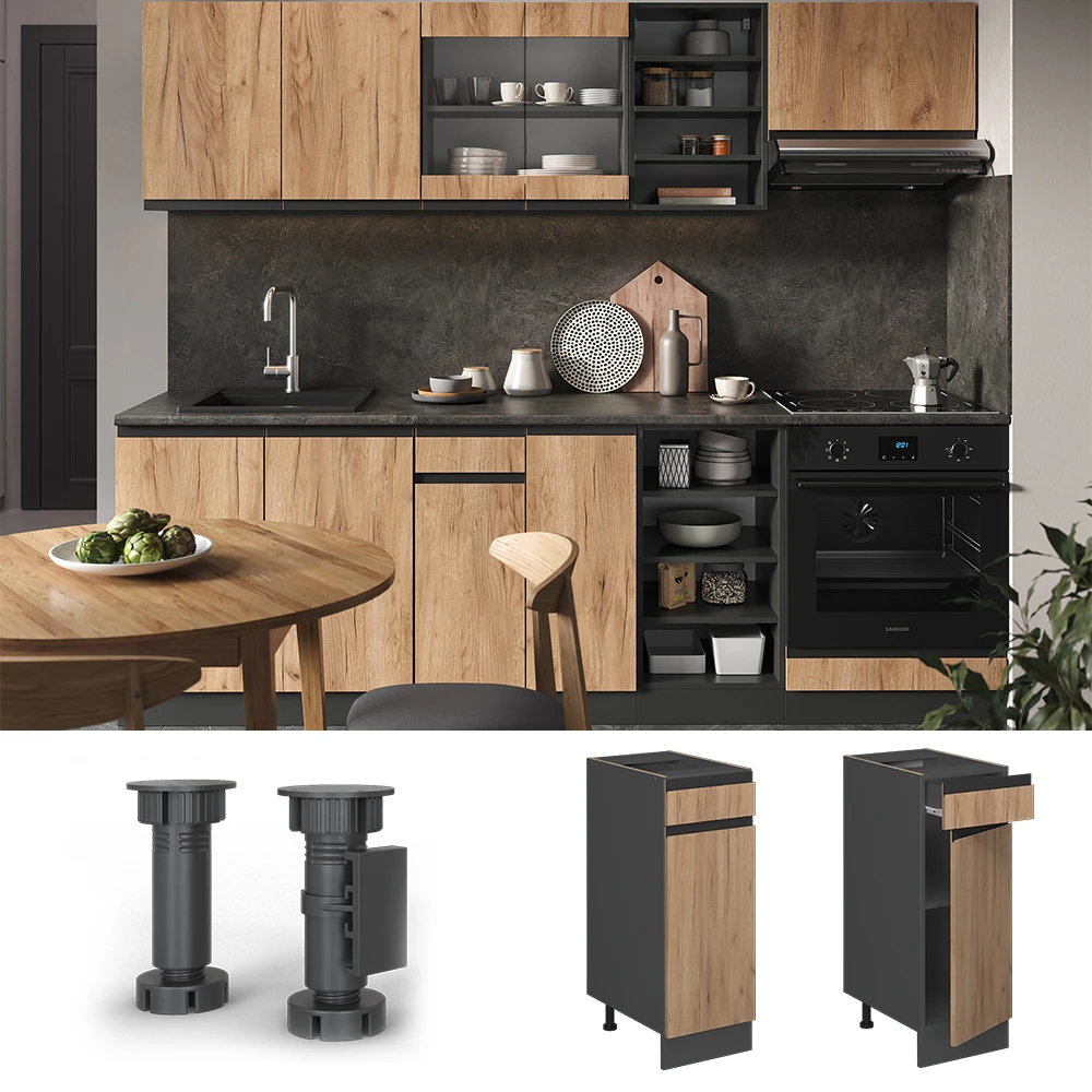 Küchenunterschrank "R-Line" Goldkraft Eiche/Anthrazit 30 Cm J-Shape, Ohne Arbeitsplatte Vicco 4 Küchenunterschrank "R-Line" Goldkraft Eiche/Anthrazit 30 Cm J-Shape, Ohne Arbeitsplatte Vicco – Bild 2