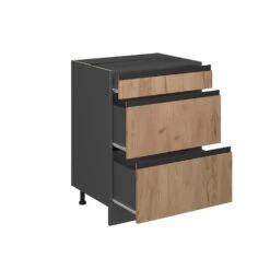 Küchenunterschrank "R-Line" Goldkraft Eiche/Anthrazit 60 Cm J-Shape, Mit Schubladen, Ohne Arbeitsplatte Vicco -Vicco mm270 ant gkjs 07 ol