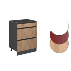 Küchenunterschrank "R-Line" Goldkraft Eiche/Anthrazit 60 Cm J-Shape, Mit Schubladen, Ohne Arbeitsplatte Vicco -Vicco mm270 ant gkjs 09 ol