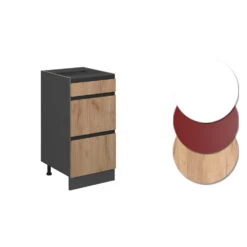 Küchenunterschrank "R-Line" Goldkraft Eiche/Anthrazit 40 Cm J-Shape, Mit Schubladen, Ohne Arbeitsplatte Vicco -Vicco mm271 ant gkjs 09 ol