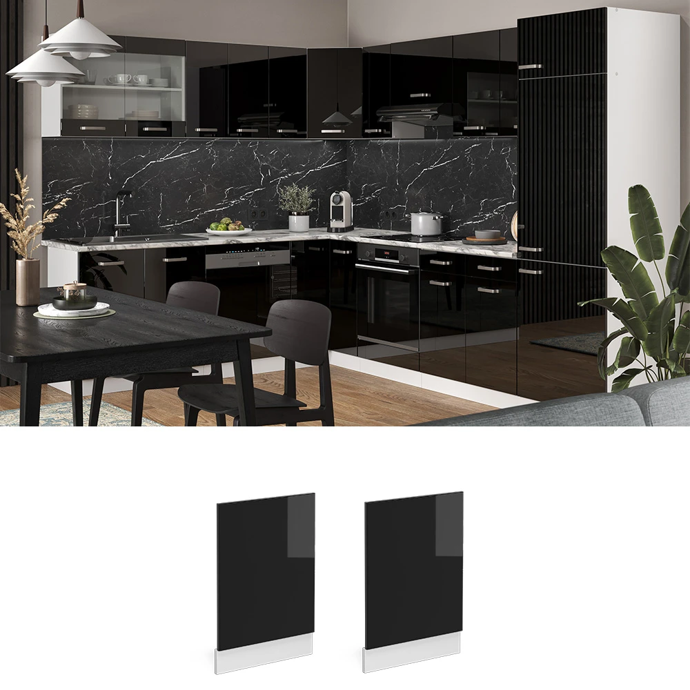 Geschirrspülerblende "R-Line Solid" 45 Cm Weiß/Schwarz Hochglanz Modern Mit Arbeitsplatte Vicco 4 Geschirrspülerblende "R-Line Solid" 45 Cm Weiß/Schwarz Hochglanz Modern Mit Arbeitsplatte Vicco – Bild 2