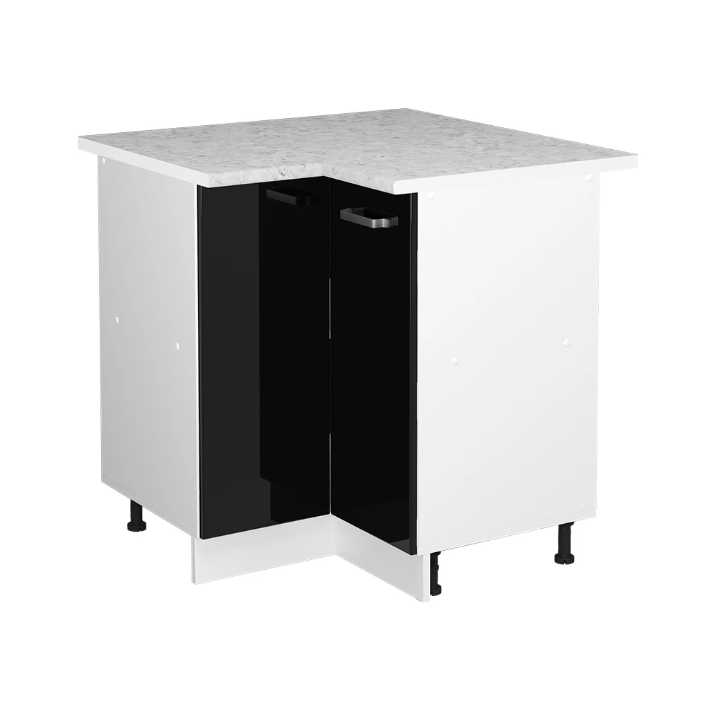 Eckunterschrank "R-Line Solid" 82 Cm Weiß/Schwarz Hochglanz Modern Mit Arbeitsplatte Vicco 3 Eckunterschrank "R-Line Solid" 82 Cm Weiß/Schwarz Hochglanz Modern Mit Arbeitsplatte Vicco