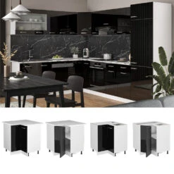 Eckunterschrank "R-Line Solid" 82 Cm Weiß/Schwarz Hochglanz Modern Mit Arbeitsplatte Vicco 8 Eckunterschrank "R-Line Solid" 82 Cm Weiß/Schwarz Hochglanz Modern Mit Arbeitsplatte Vicco -Vicco mm6 sol w shgl ap 02 ol