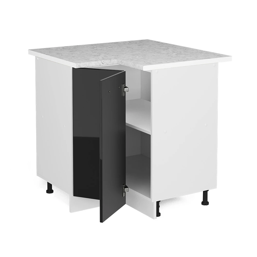 Eckunterschrank "R-Line Solid" 82 Cm Weiß/Schwarz Hochglanz Modern Mit Arbeitsplatte Vicco 6 Eckunterschrank "R-Line Solid" 82 Cm Weiß/Schwarz Hochglanz Modern Mit Arbeitsplatte Vicco – Bild 4