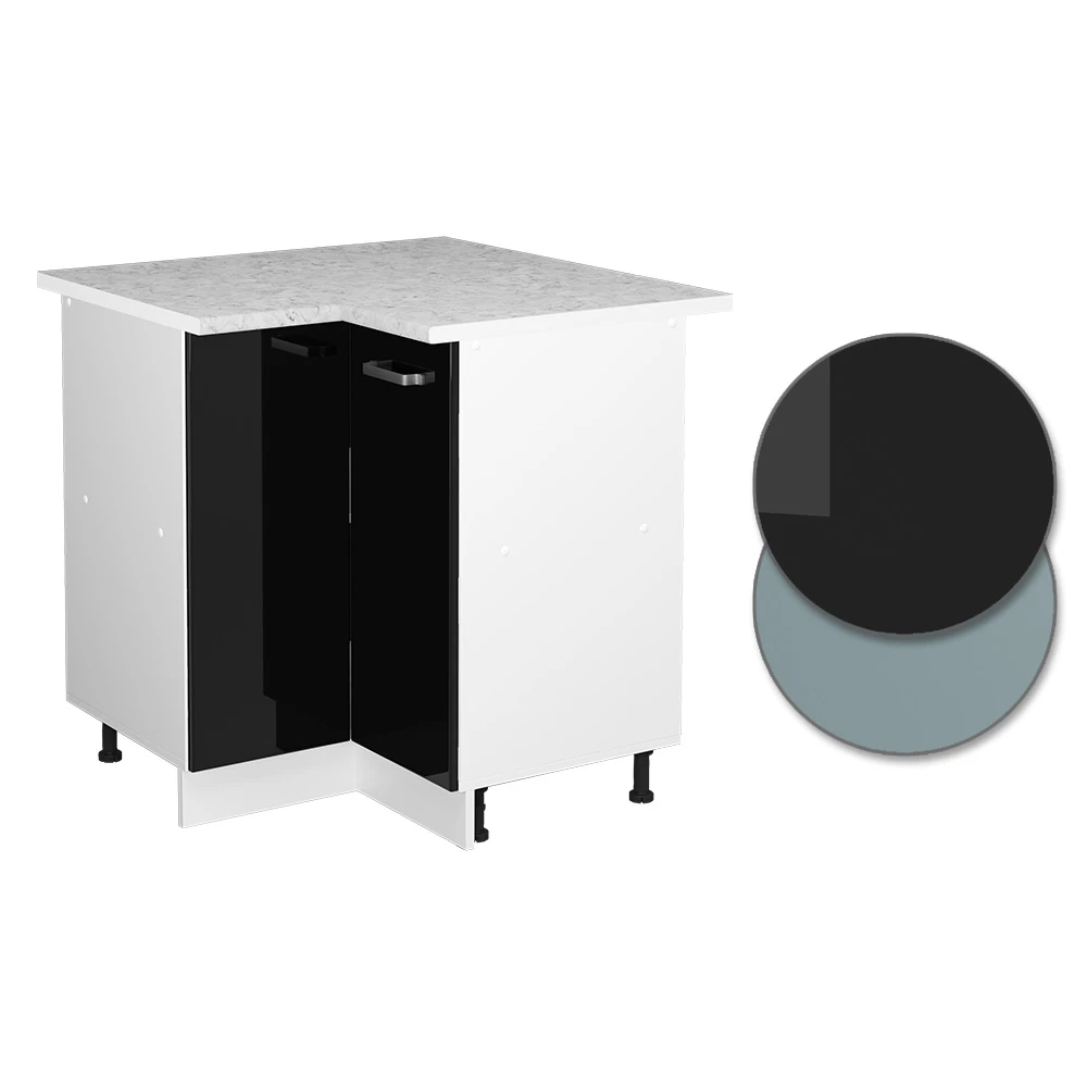 Eckunterschrank "R-Line Solid" 82 Cm Weiß/Schwarz Hochglanz Modern Mit Arbeitsplatte Vicco 7 Eckunterschrank "R-Line Solid" 82 Cm Weiß/Schwarz Hochglanz Modern Mit Arbeitsplatte Vicco – Bild 5